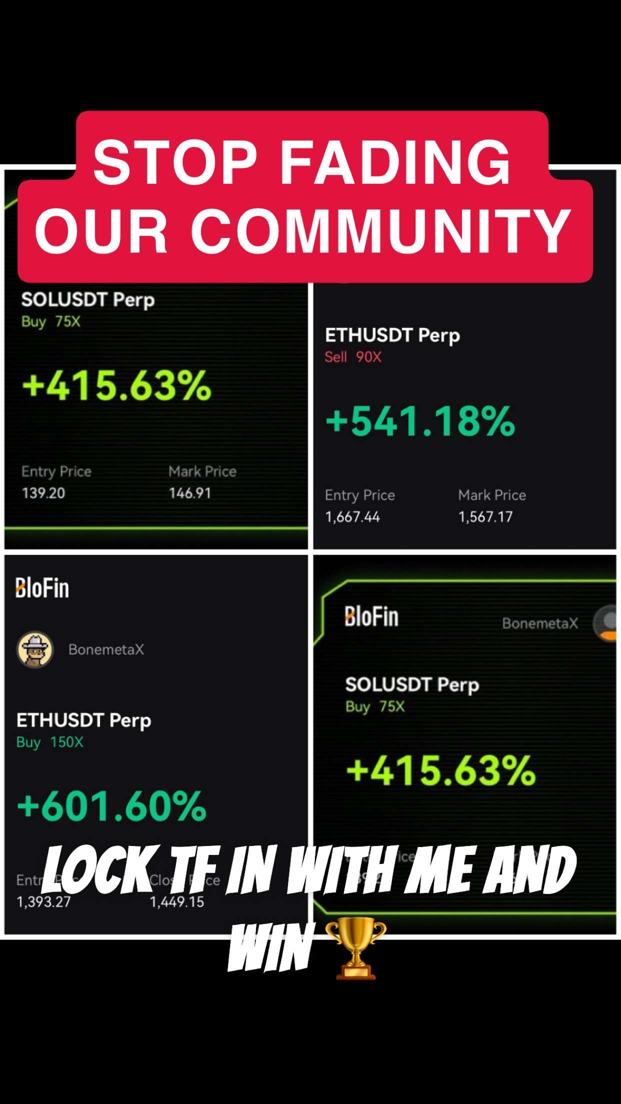 Community trade result screenshots shared by members